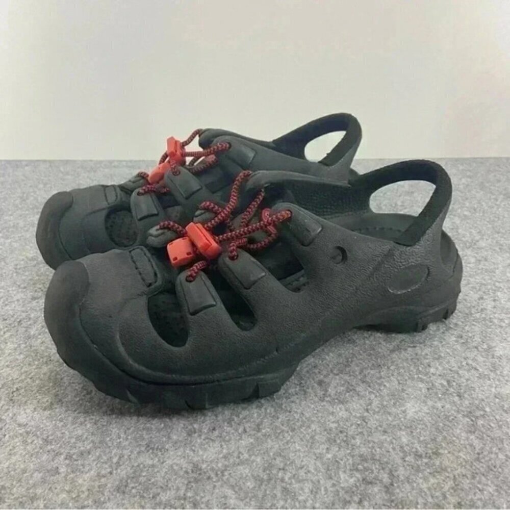 Crocs Juniors Youth Shoes Sandals  Boys Size 3 Black Red Bungie Cord